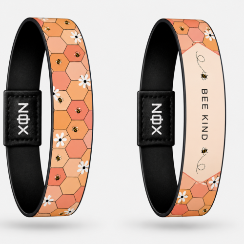 XOIN Bee Kind Premium Wristband with honeycomb and bee design