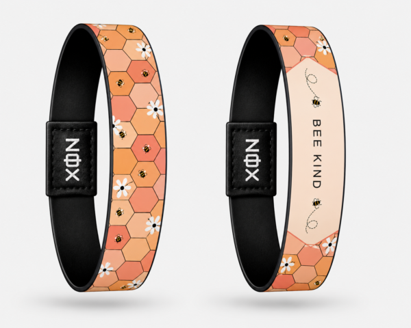 XOIN Bee Kind Premium Wristband with honeycomb and bee design