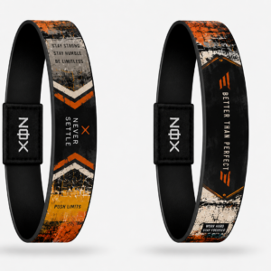 XOIN Better Than Perfect Premium Wristband with motivational quotes and industrial design