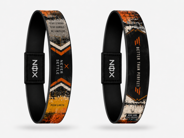 XOIN Better Than Perfect Premium Wristband with motivational quotes and industrial design