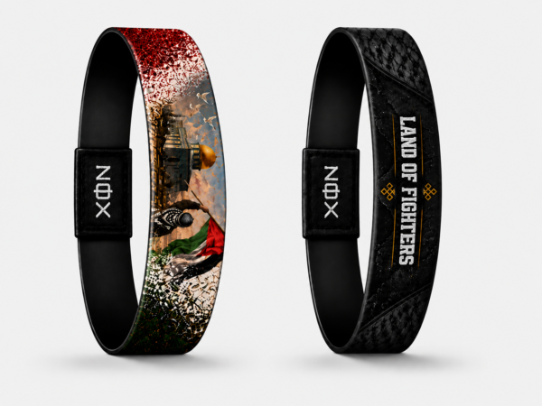 XOIN Land of Fighters Premium Wristband featuring heritage inspired artwork and bold black design