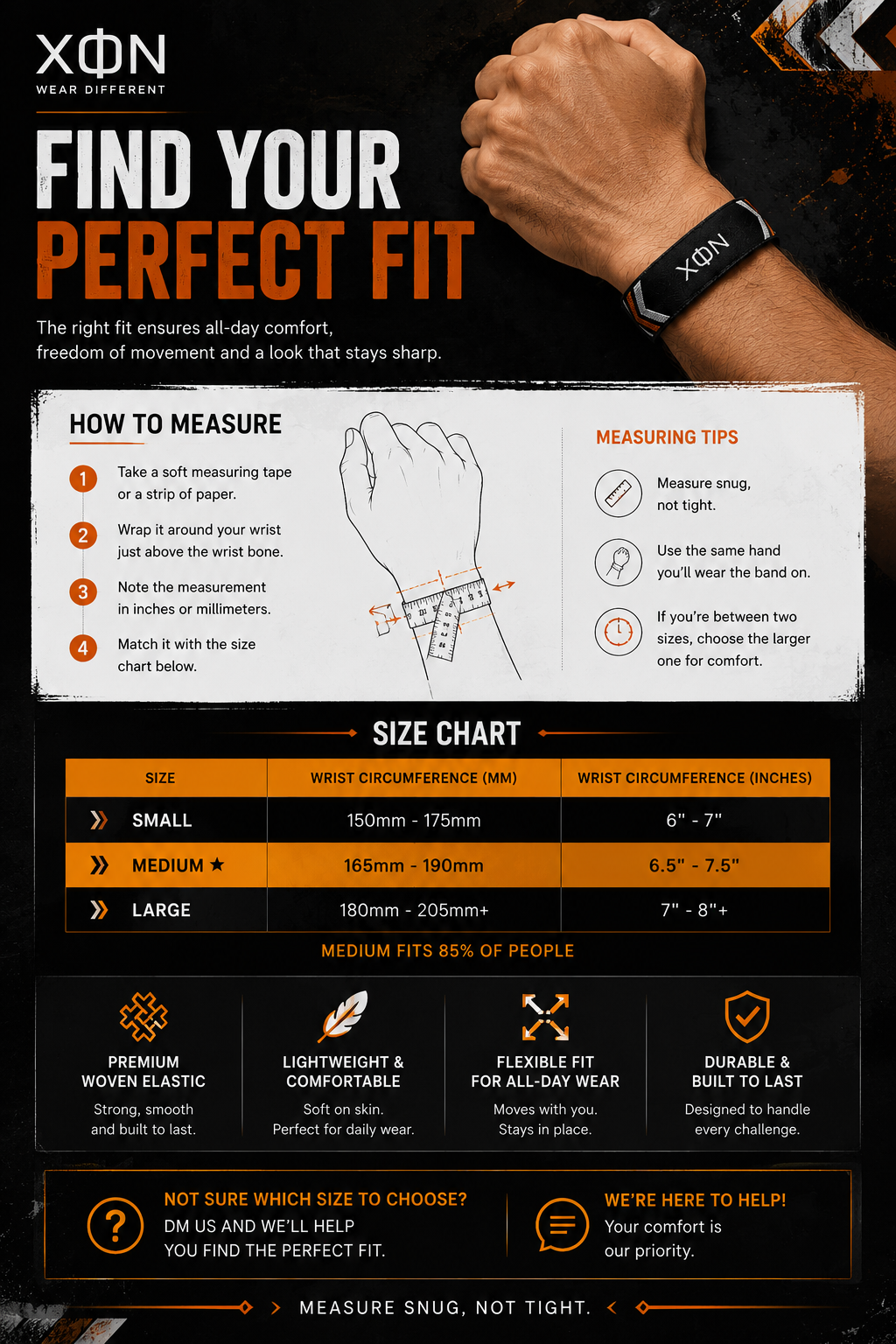 Correct Size Guide for XOIN Wristband