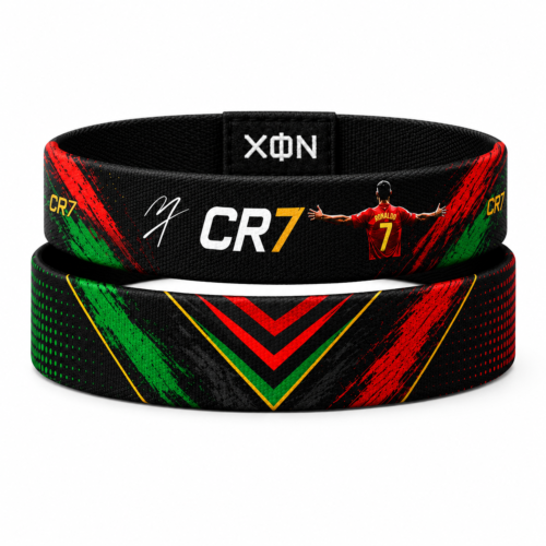 CR7 Portugal football wristband by XOIN made from premium polyester woven elastic