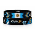 Messi 10 Argentina football wristband by XOIN made from premium polyester woven elastic
